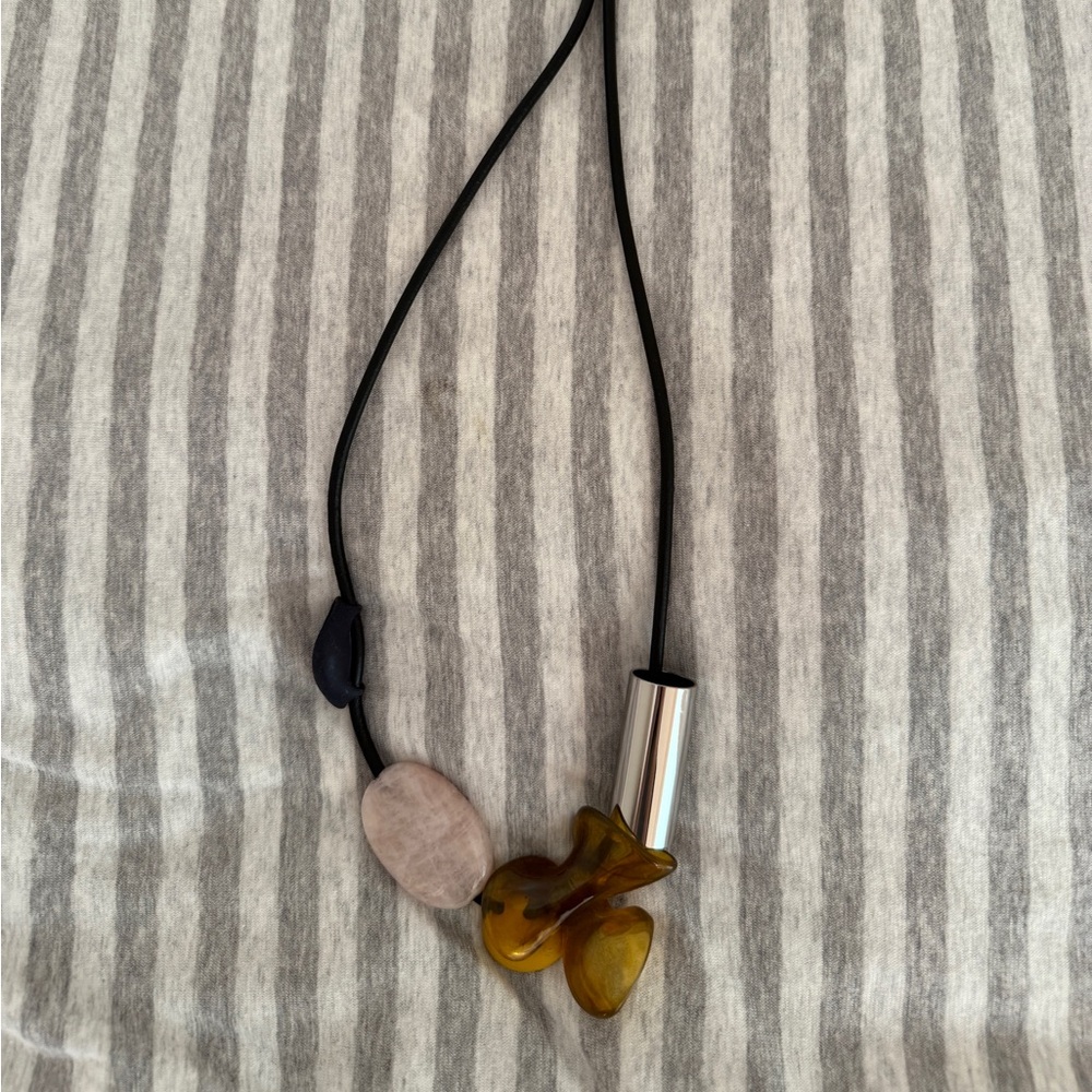 COS Black Double Cord Necklace with Silver Slide